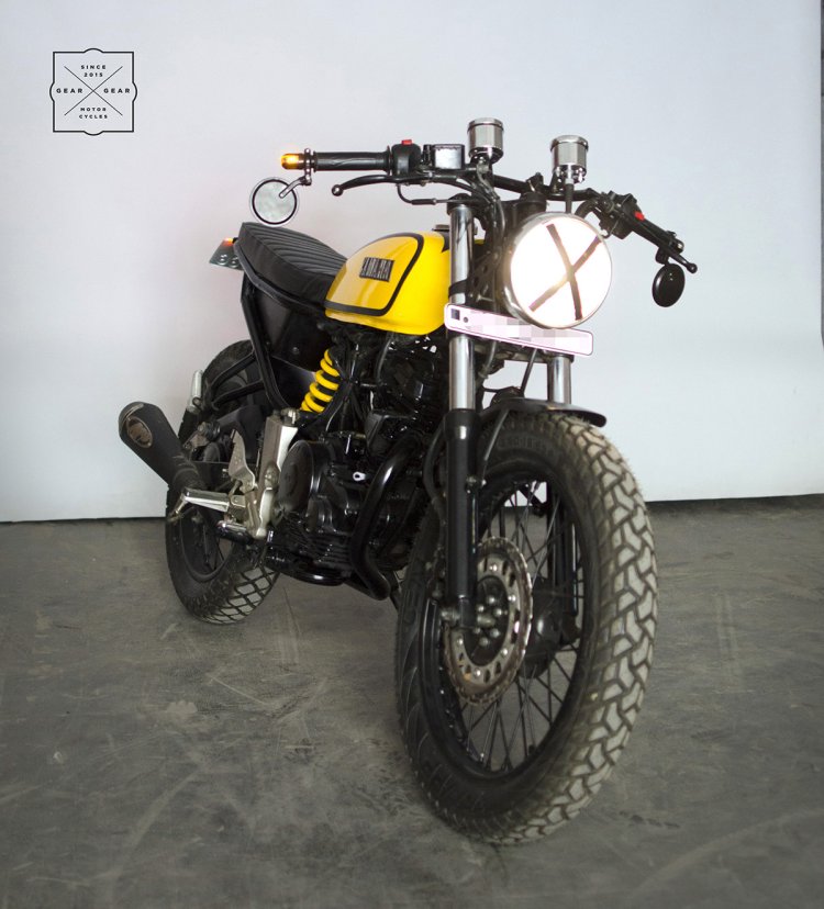 Yamaha FZ cafe racer by Gear Gear Motorcycle front three quarter right