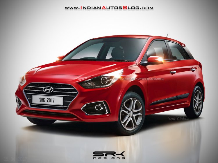 2018 Hyundai i20 (facelift) rendered in red colour