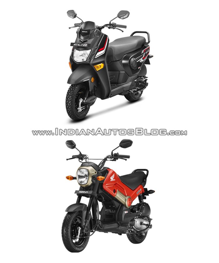 Honda Cliq vs Honda Navi spec and pictorial comparison front three quarter right