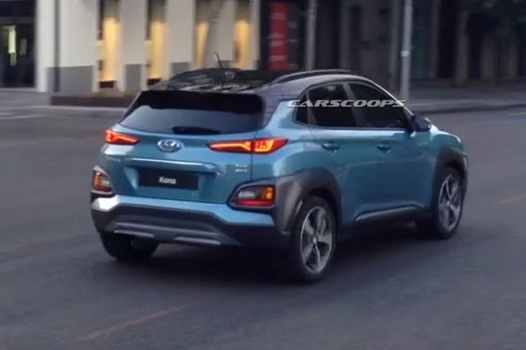 Hyundai Kona SUV blue spied during TVC shoot in Spain