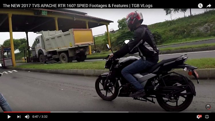 TVS Apache RTR 160 facelift spy video rear three quarter