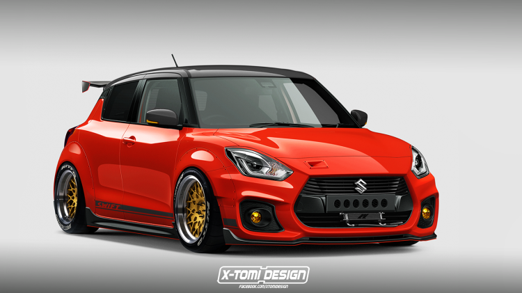 2018 Suzuki Swift Sport slammed widebody rendering