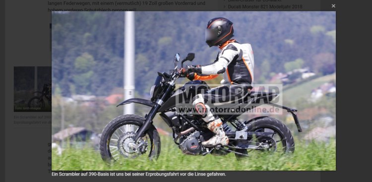 KTM 390 Duke Scrambler variant spied left side