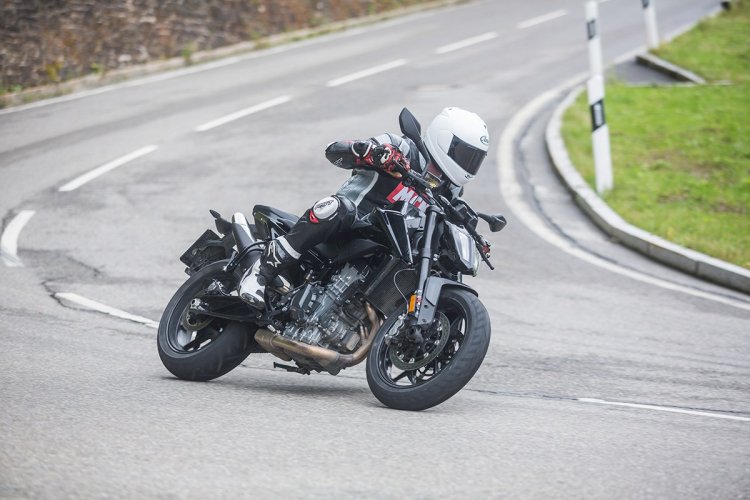KTM 790 Duke pre production prototype front right quarter action