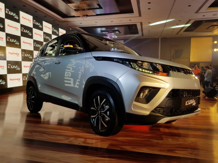 Mahindra KUV100 NXT Silver & Black front three quarters right side