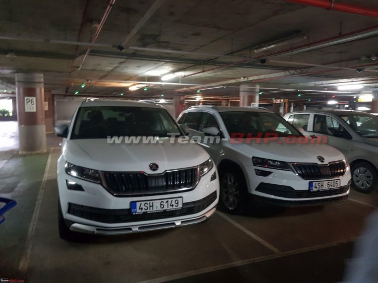 Skoda Karoq spotted in India next to Kodiaq Scout