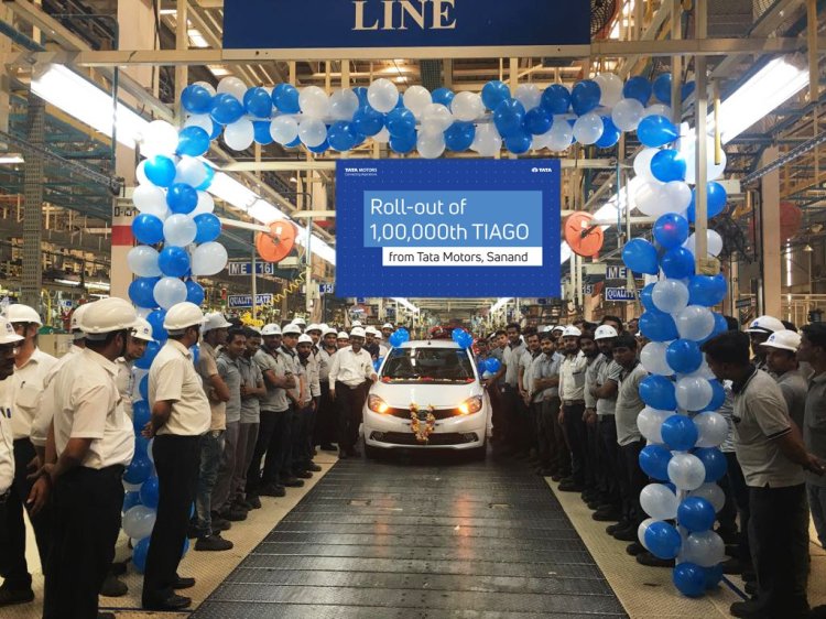 Tata Tiago 100,000 unit rolls out of Sanand Plant