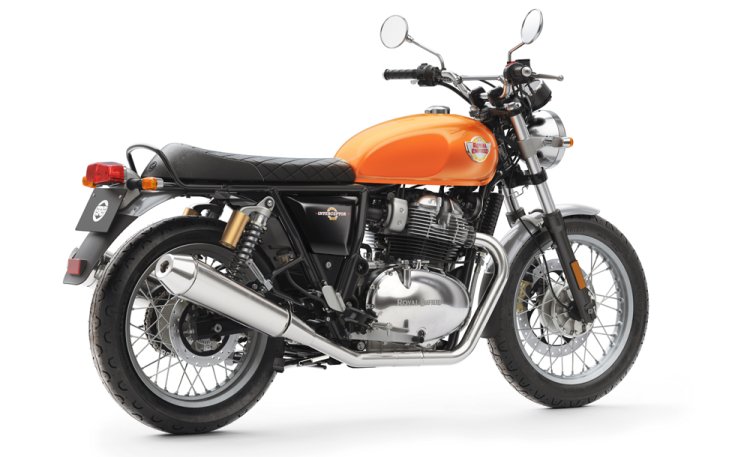 Royal Enfield Interceptor 650 Twin Orange Press shot rear right quarter