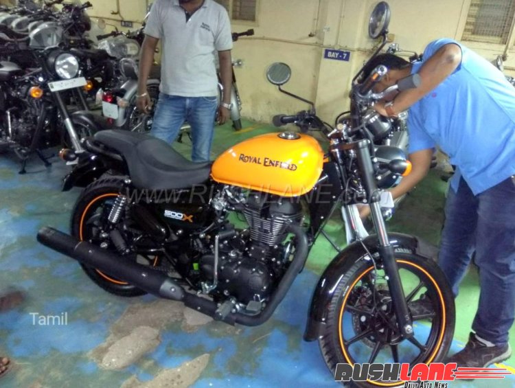 Royal Enfield Thunderbird 500X Orange spied right side