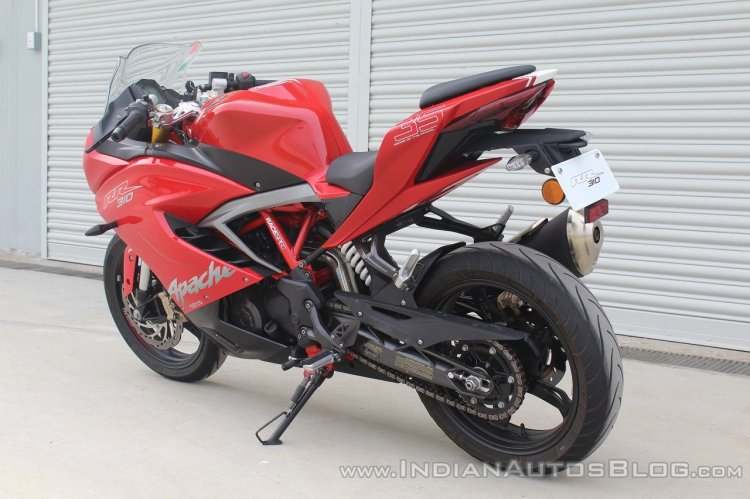 TVS Apache RR 310 first ride review rear left quarter