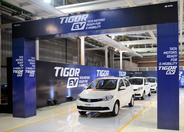 Tata Tigor EV first batch rolled out from Sanand