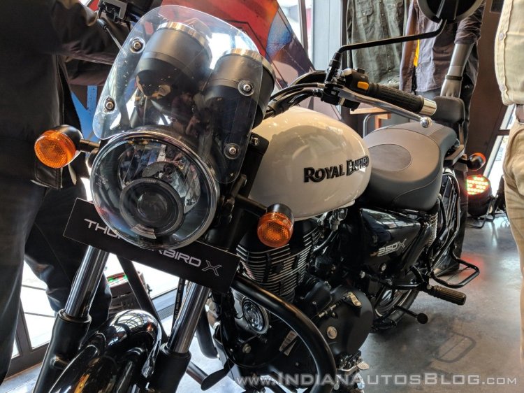 Royal Enfield Thunderbird 350X White with accessories front left quarter India launch