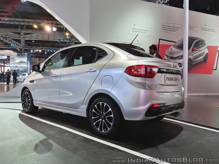 Tata Tigor JTP rear three quarters at Auto Expo 2018