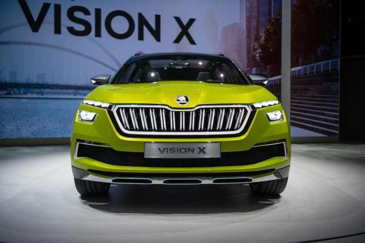 Skoda Vision X concept front at 2018 Geneva Motor Show
