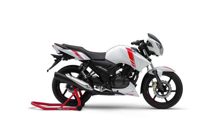 TVS Apache RTR 160 2V White Race Edition press right side