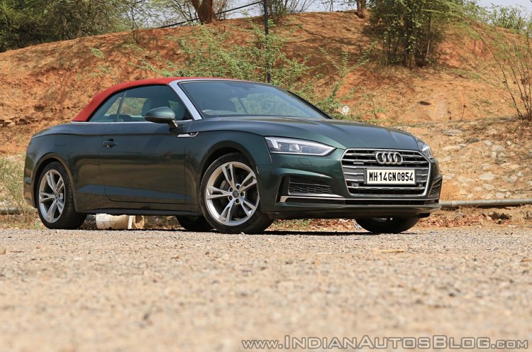 upcoming Audi cars Audi A5 Cabriolet review front three quarters top up