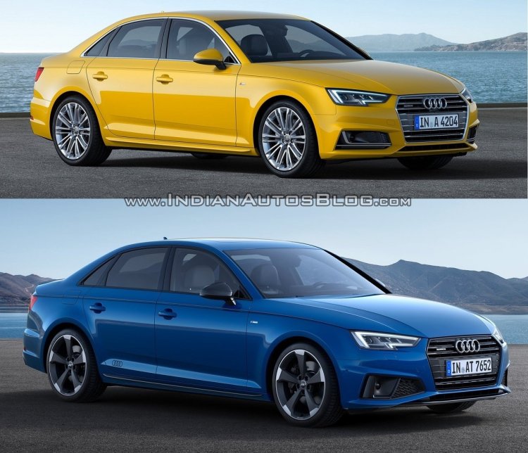 2016 Audi A4 vs 2019 Audi A4 old vs new front three quarters
