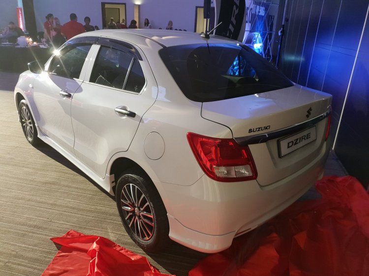 Maruti Dzire with body kit rear three quarters