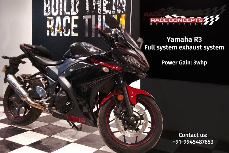 Yamaha R3 with Race Concepts Exhaust front quarter