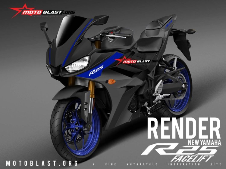 Yamaha R25 Yamaha R3 Facelift rendering image Black and blue