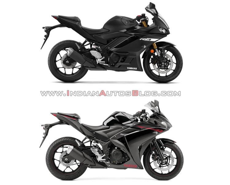 2019 Yamaha R3 Black Old Vs New Side Profile
