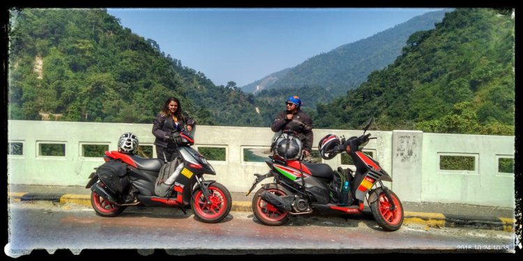 Debolina Mukherjee And Riya Roy With Their Aprilia