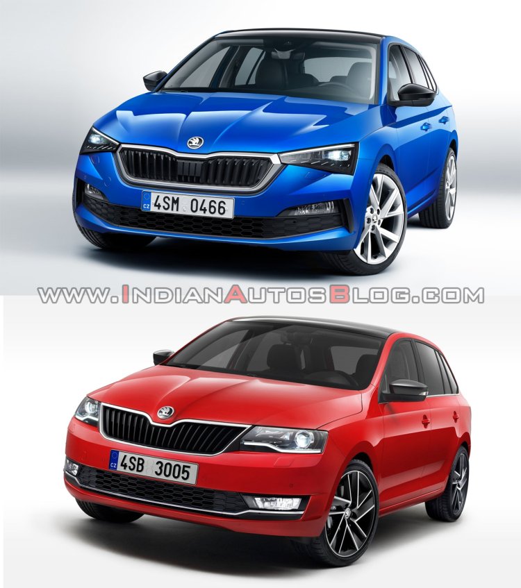Skoda Scala Vs Skoda Rapid Spaceback Front Three Q