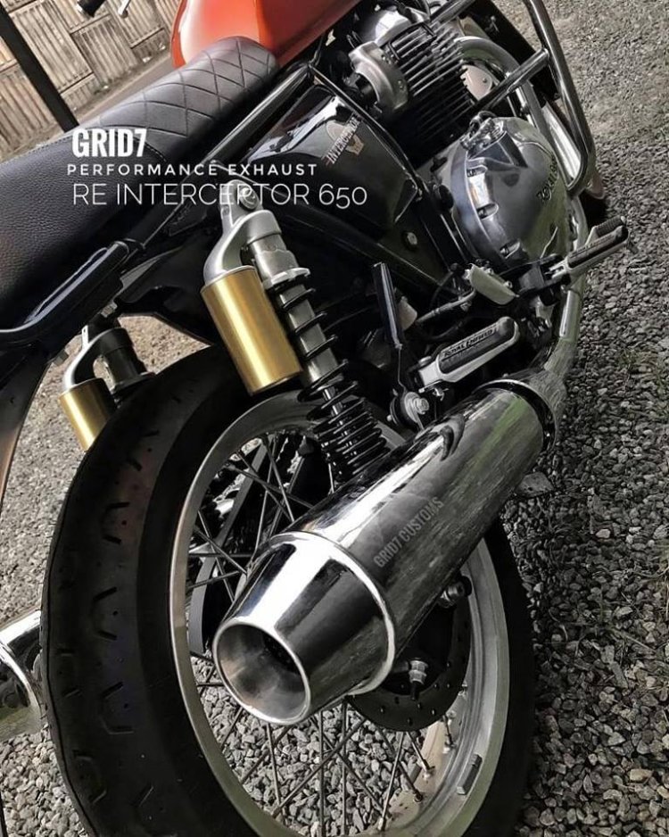 Royal Enfield 650 Exhaust Grid7 Customs Right Side