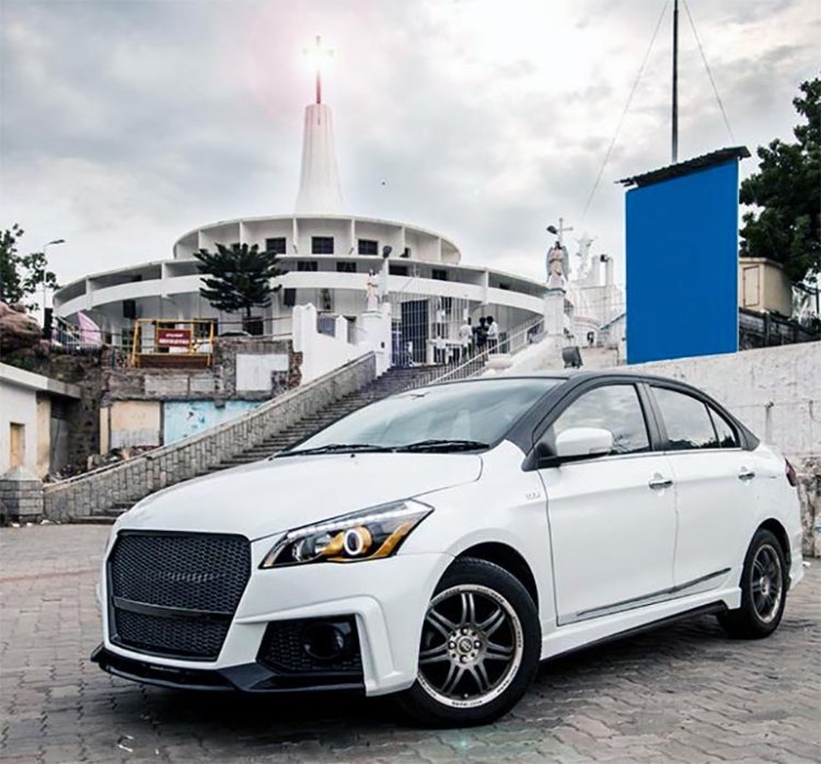 Modified Maruti Suzuki Ciaz White Front Three Quar