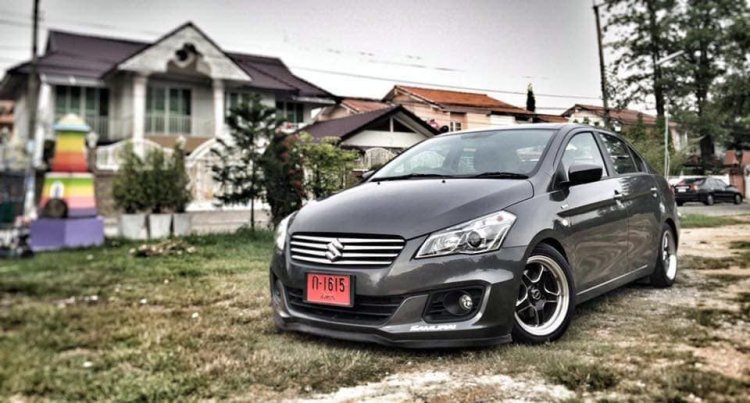 Modified Suzuki Ciaz Low Rider Gray Front Three Qu