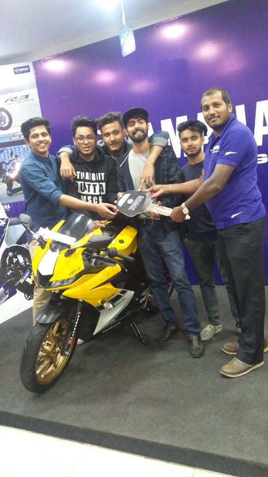 Yamaha Yzf R15 Yellow Delivered In Bangalore Front