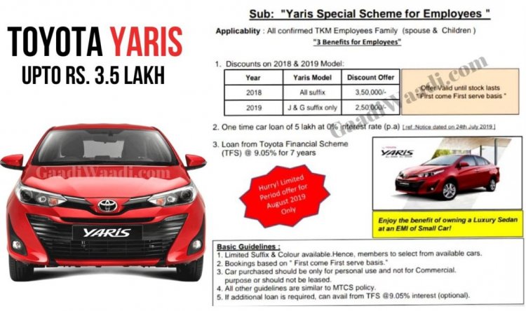 Rs 3 5 Lakh Discount 0 Finance On Toyota Yaris 106