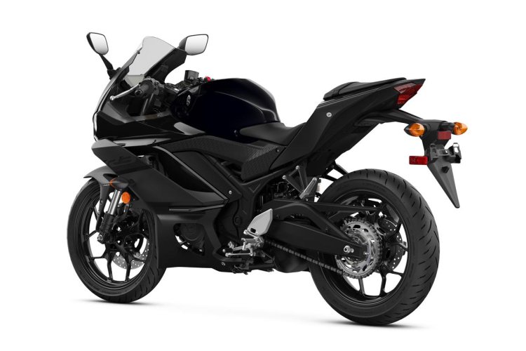 2020 Yamaha R3 Rear Three Quarters Studio Midnight