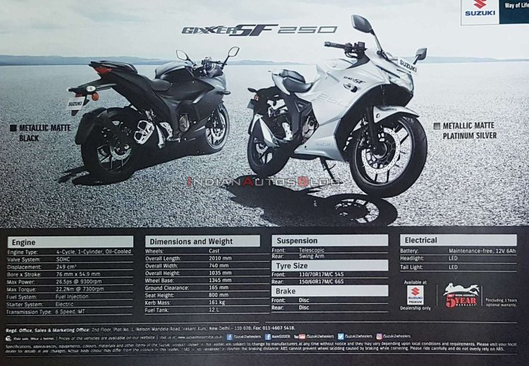 Suzuki Gixxer Sf 250 Bs6 Brochure Specs