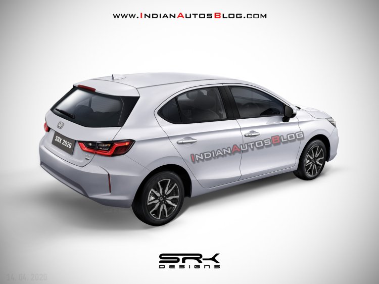 2020 Honda City Hatchback White Rear Rendering