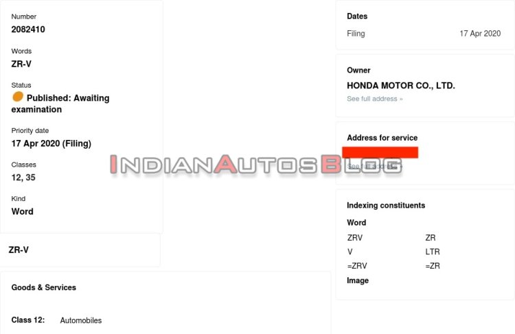 Honda Zr V Trademark Application Indianautosblog C