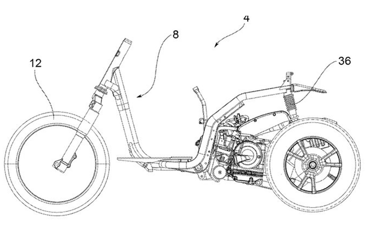 Piaggio Leaning 3 Wheeler Patent Image Side