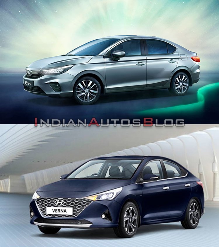 Honda City vs. Hyundai Verna - front three quarter