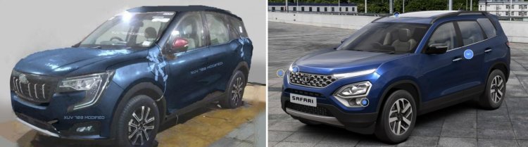 Mahindra Xuv700 Vs Tata Safari Front Left Blue