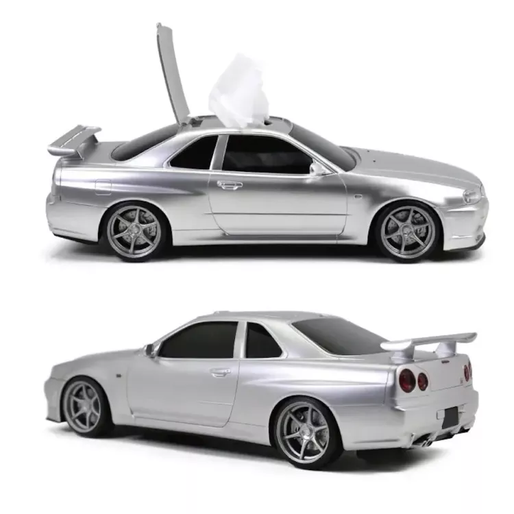 Nissan Gt R R34 Skyline Tissue Box Silver