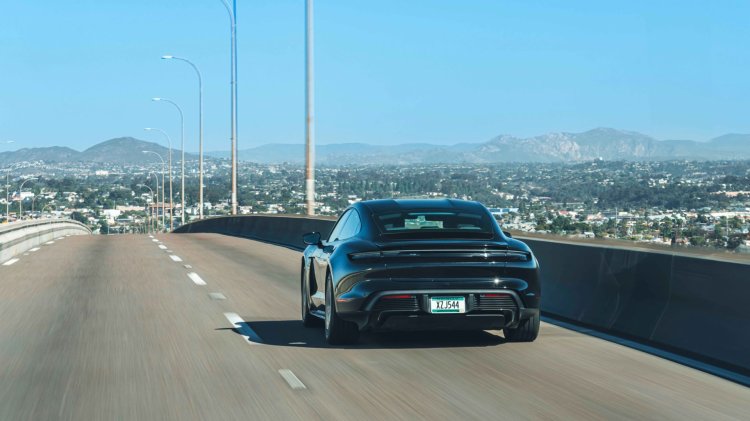 New Porsche Taycan Rear Highway