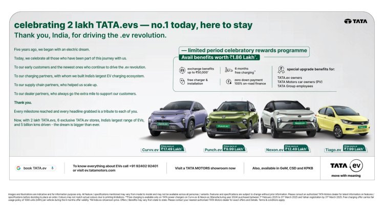 Tata Ev Celebrates 2 Lakh Evs On The Road