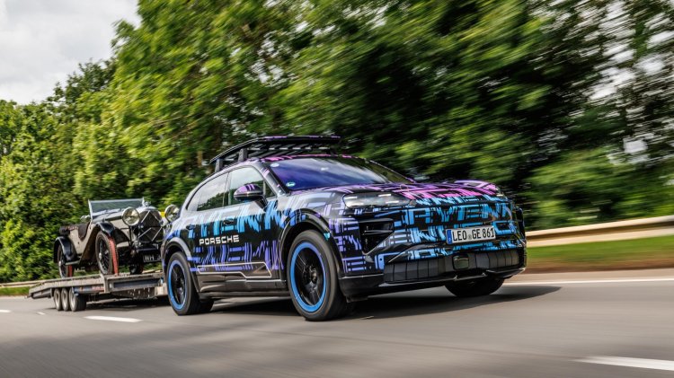 Camouflaged Porsche Cayenne Electric Tow