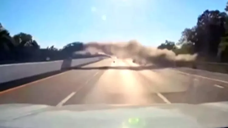 Dashcam Captures Elderly Drivers Car Going Airborn