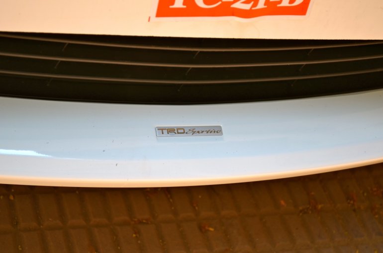 TRD badging on front bumper lip