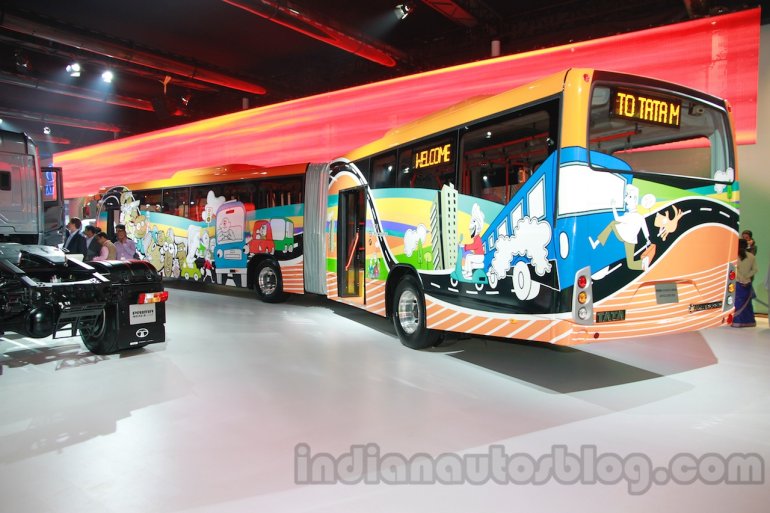 Tata Starbus Urban 918 articulated bus rear three quarters left