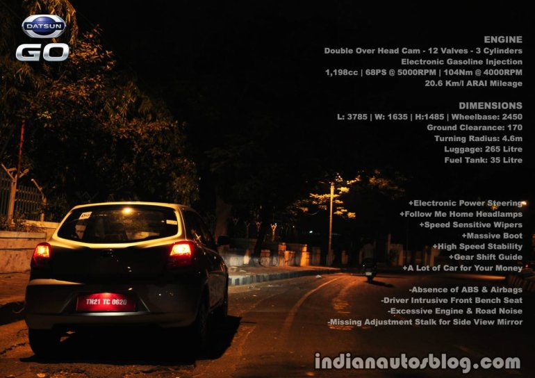 Datsun Go Spec Sheet
