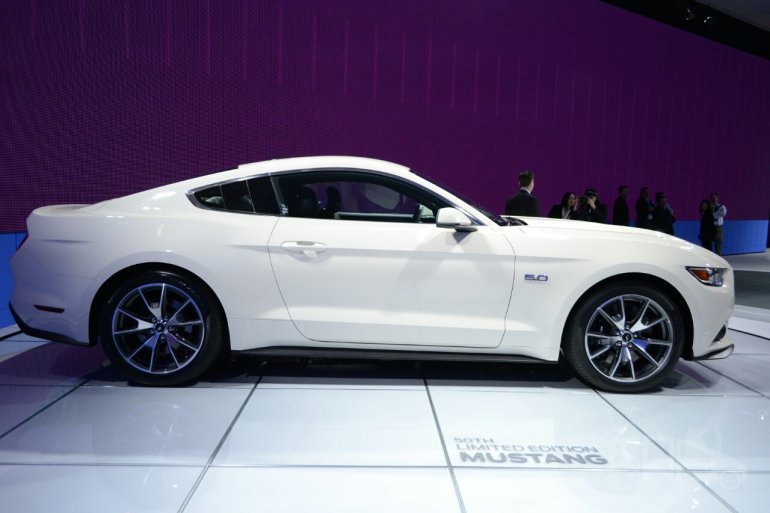Ford Mustang 50 year limited edition side at the 2014 New York Auto Show