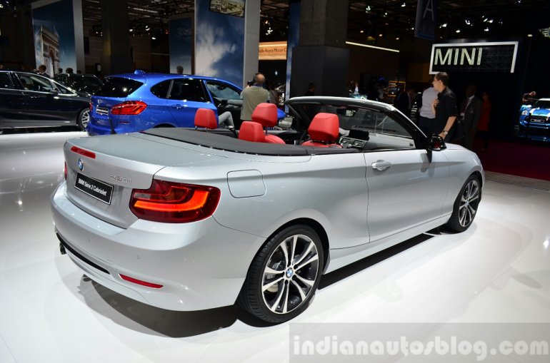 BMW 2 Series Convertible rear three quarters at the 2014 Paris Motor Show