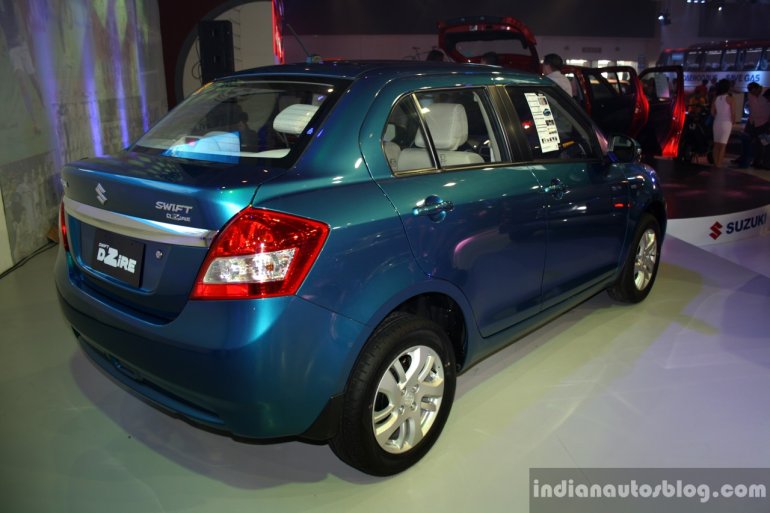 Suzuki Swift Dzire rear three quarter at the CAPMI 2014